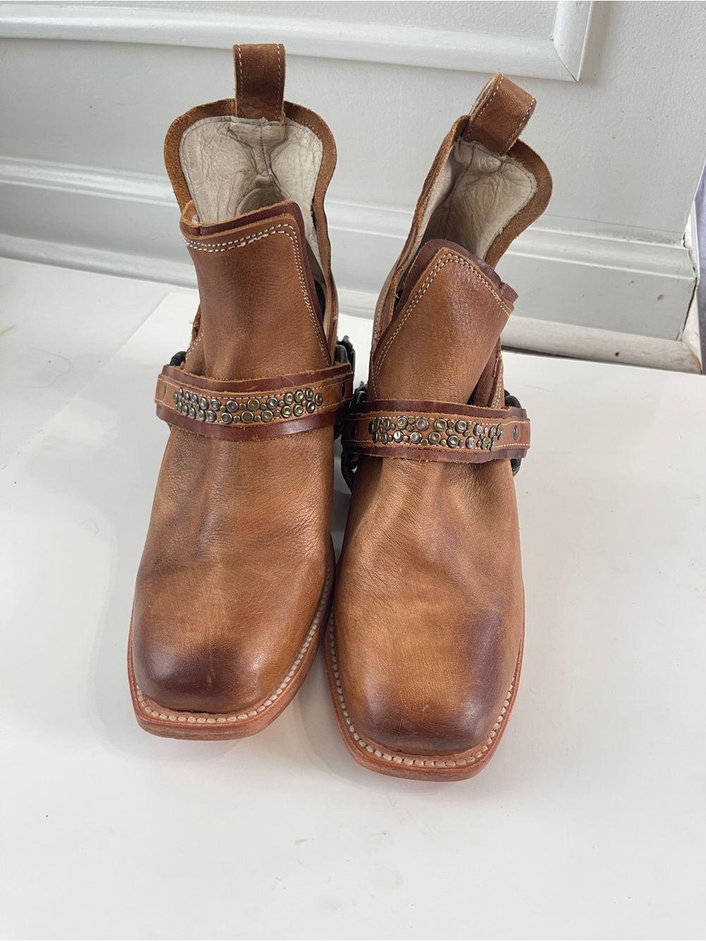 Freebird by Steven Dusty Camel Leather Boots – Square Toe, Size 9 Western Boho - Picture 3 of 9